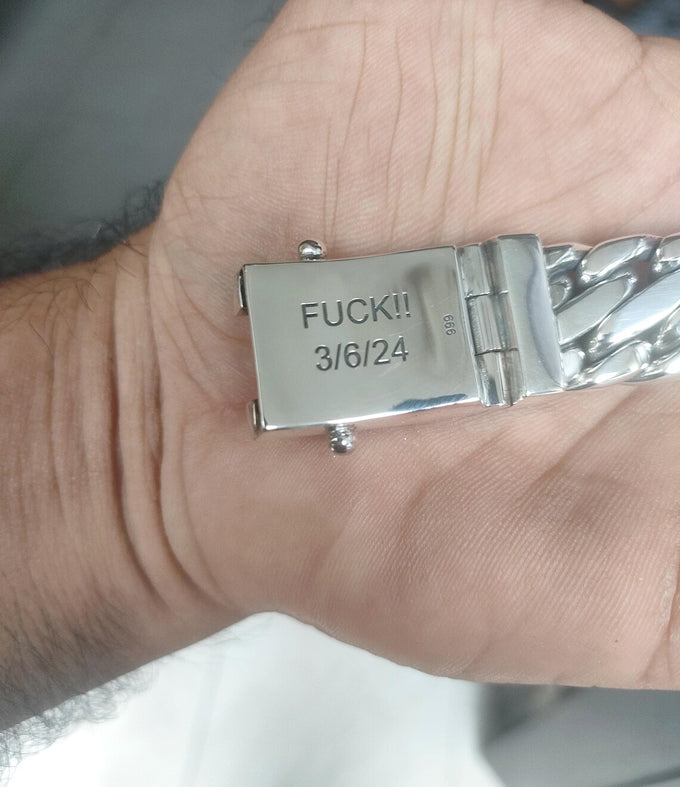 999 Pure Silver Mens Snake Bracelet, Heavy Woven Design