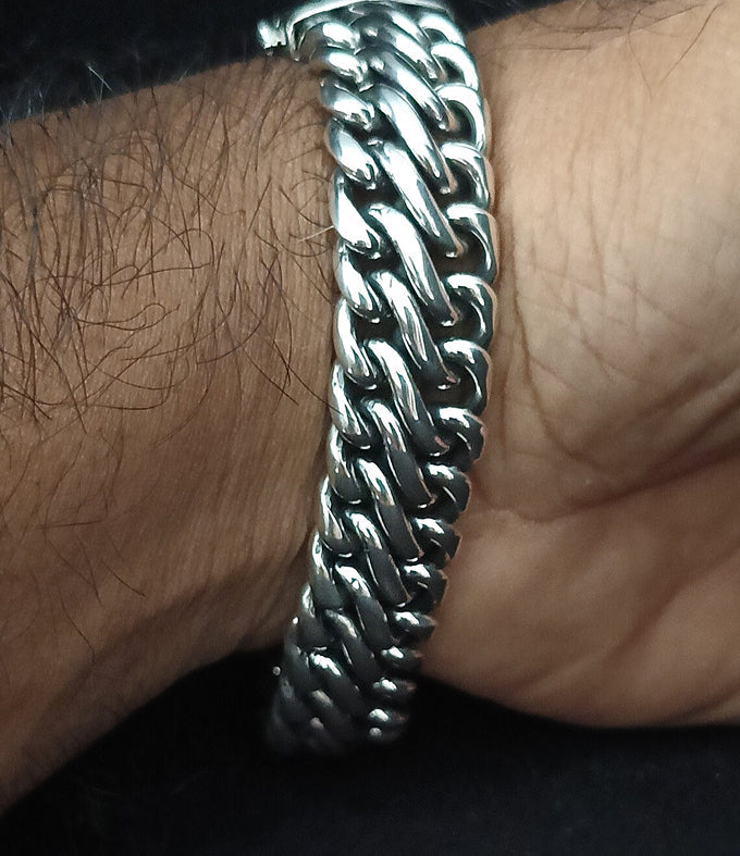 Heavy 999 Pure Silver Woven Snake Chain Bracelet, Men's Silver Jewelry