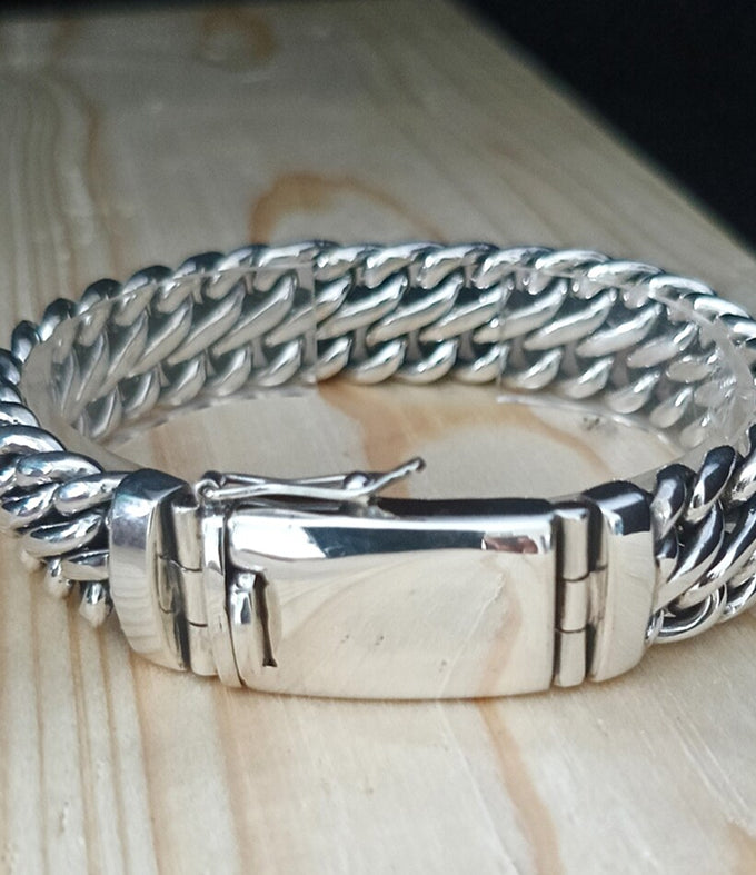 Heavy 999 Pure Silver Woven Snake Chain Bracelet, Men's Silver Jewelry