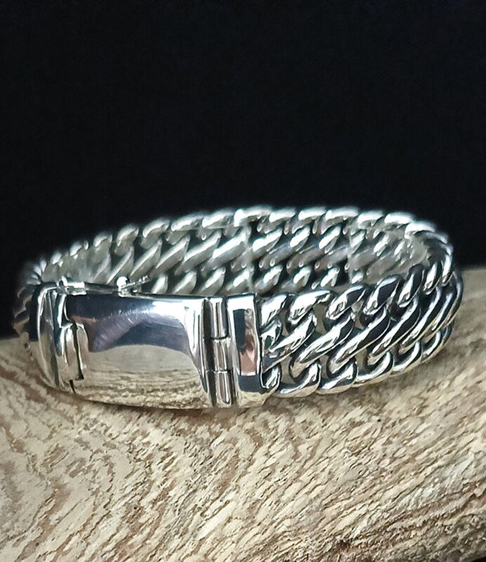 Heavy 999 Pure Silver Woven Snake Chain Bracelet, Men's Silver Jewelry