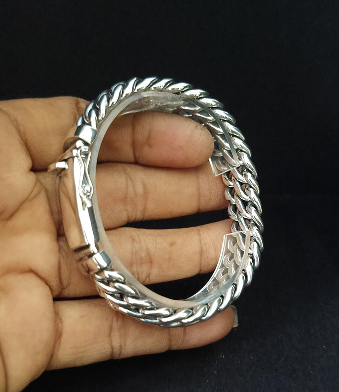 Heavy 999 Pure Silver Woven Snake Chain Bracelet, Men's Silver Jewelry