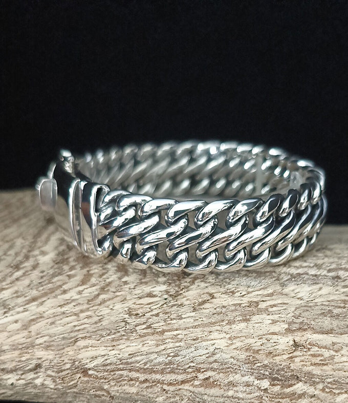 Heavy 999 Pure Silver Woven Snake Chain Bracelet, Men's Silver Jewelry