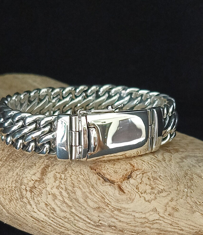 Heavy 999 Pure Silver Woven Snake Chain Bracelet, Men's Silver Jewelry