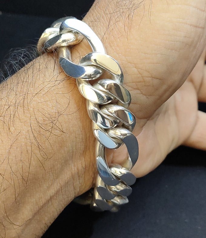 Men silver Bracelet, Figaro chains, 999 silver chain, personalized gifts.