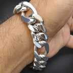 Men’s 999 Pure Silver Figaro Bracelet, 16mm Heavyweight