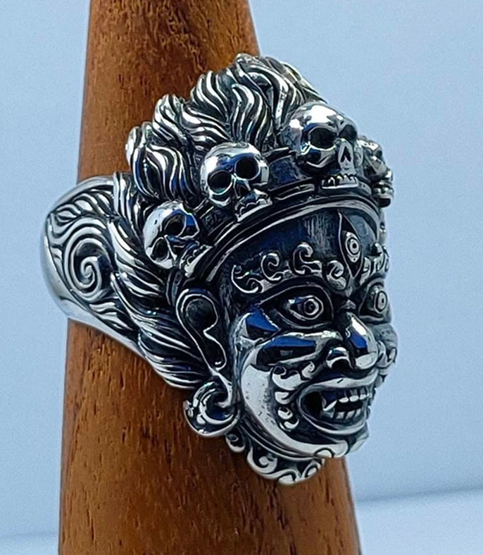 Buddha ring, Mahakala silver, Tibetan mens ring, handmade jewelry.
