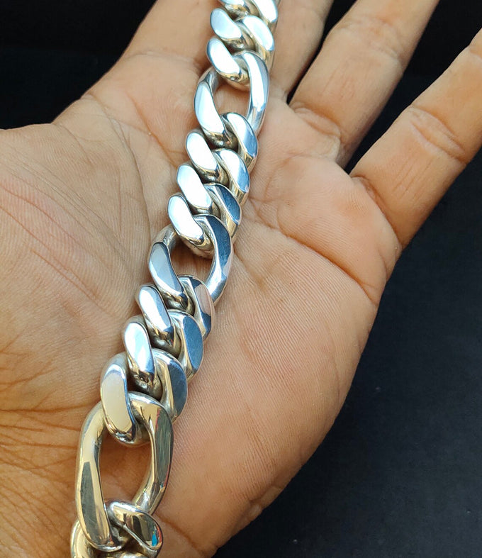 Men silver Bracelet, Figaro chains, 999 silver chain, personalized gifts.