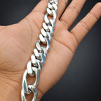 Men’s 999 Pure Silver Figaro Bracelet, 16mm Heavyweight