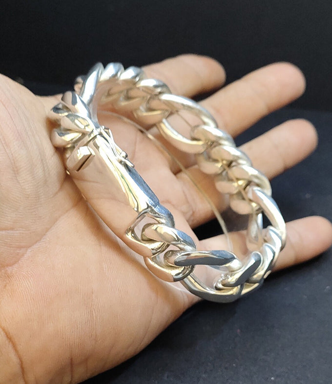 Men silver Bracelet, Figaro chains, 999 silver chain, personalized gifts.