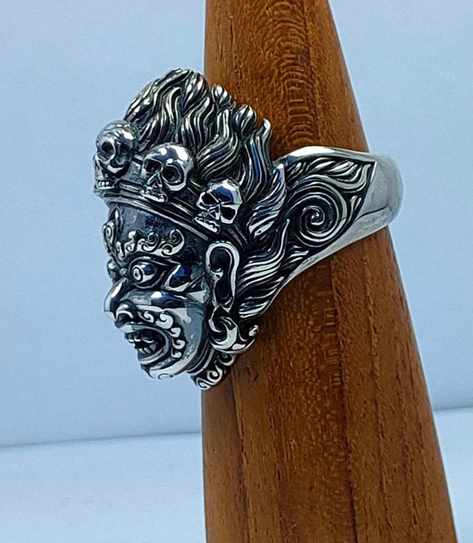 Buddha ring, Mahakala silver, Tibetan mens ring, handmade jewelry.