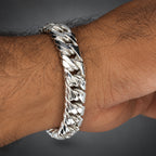 Men’s 999 Pure Silver Double Curb Chain Bracelet, 14mm