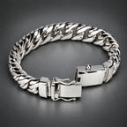 Men’s 999 Pure Silver Double Curb Chain Bracelet, 14mm