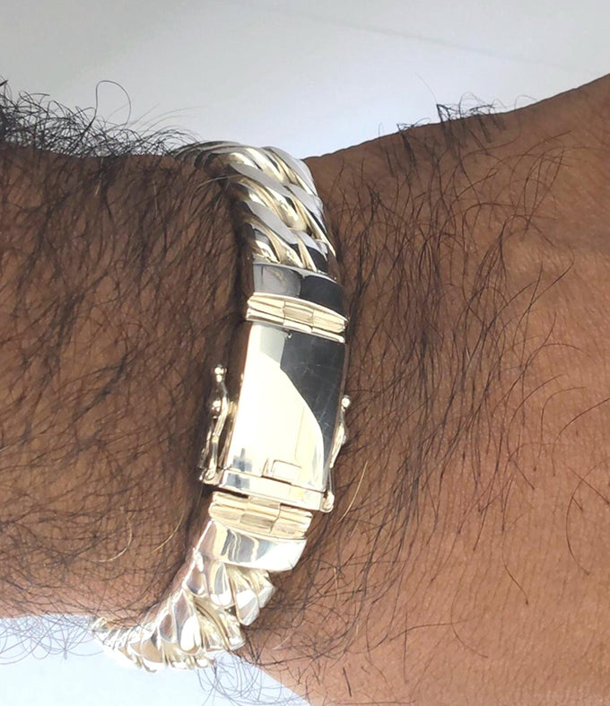 14 mm double Curb chains, 999 silver chain, Man silver Bracelet
