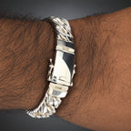 Men’s 999 Pure Silver Double Curb Chain Bracelet, 14mm