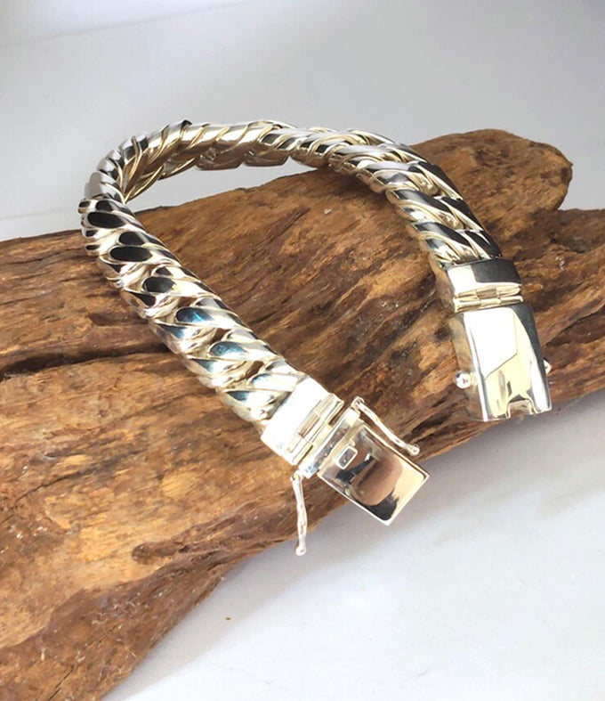 14 mm double Curb chains, 999 silver chain, Man silver Bracelet
