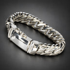 Men’s 999 Pure Silver Double Curb Chain Bracelet, 14mm