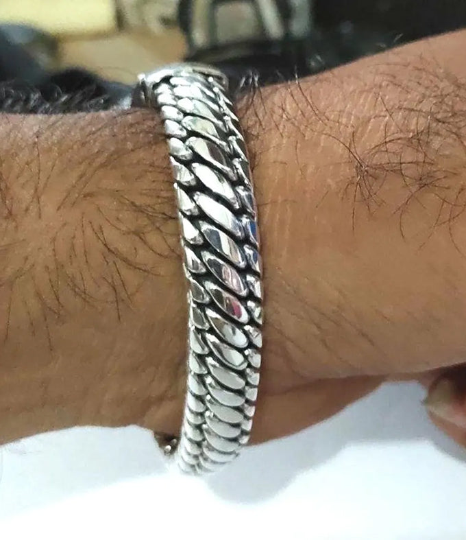14mm 999 silver Bracelet, Woven snake bracelet, Handmade Jewelry.