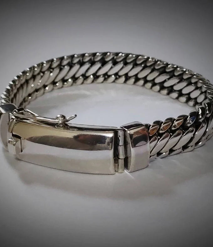 14mm 999 silver Bracelet, Woven snake bracelet, Handmade Jewelry.