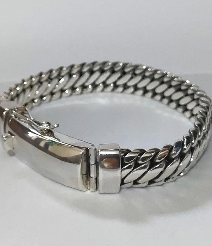 14mm 999 silver Bracelet, Woven snake bracelet, Handmade Jewelry.