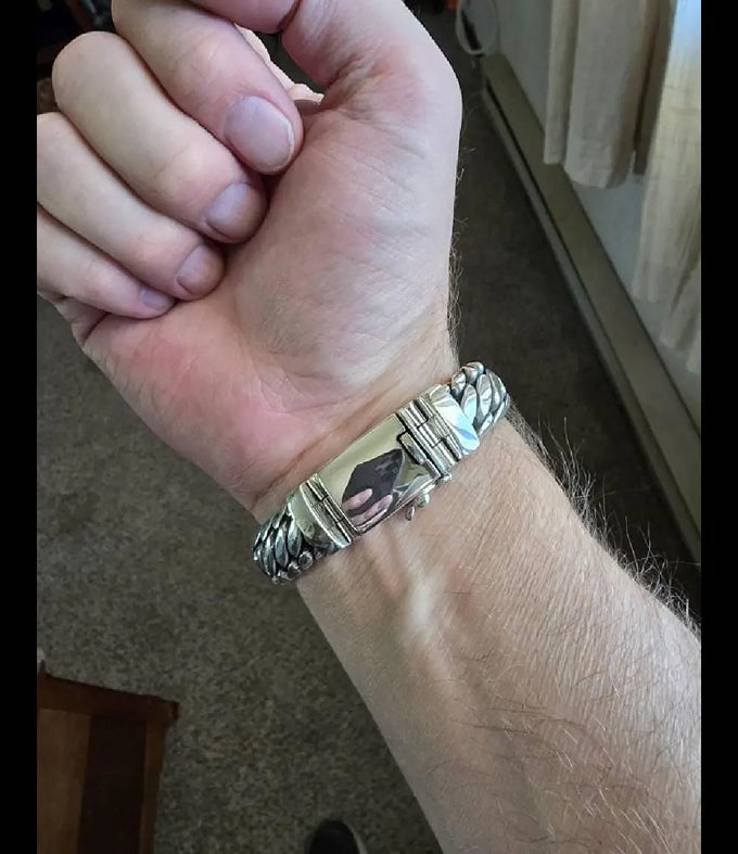 14mm 999 silver Bracelet, Woven snake bracelet, Handmade Jewelry.