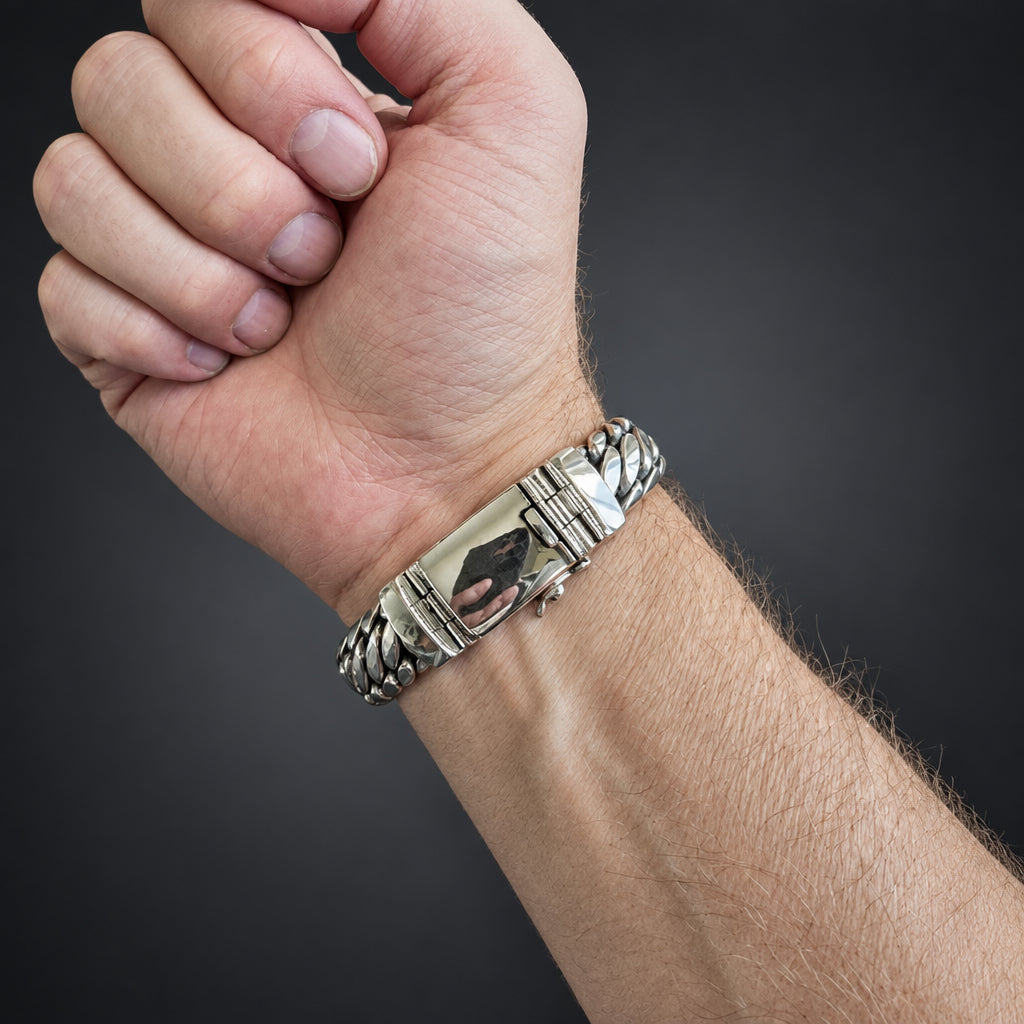 14mm 999 Silver Woven Snake Bracelet, Handcrafted in Bali