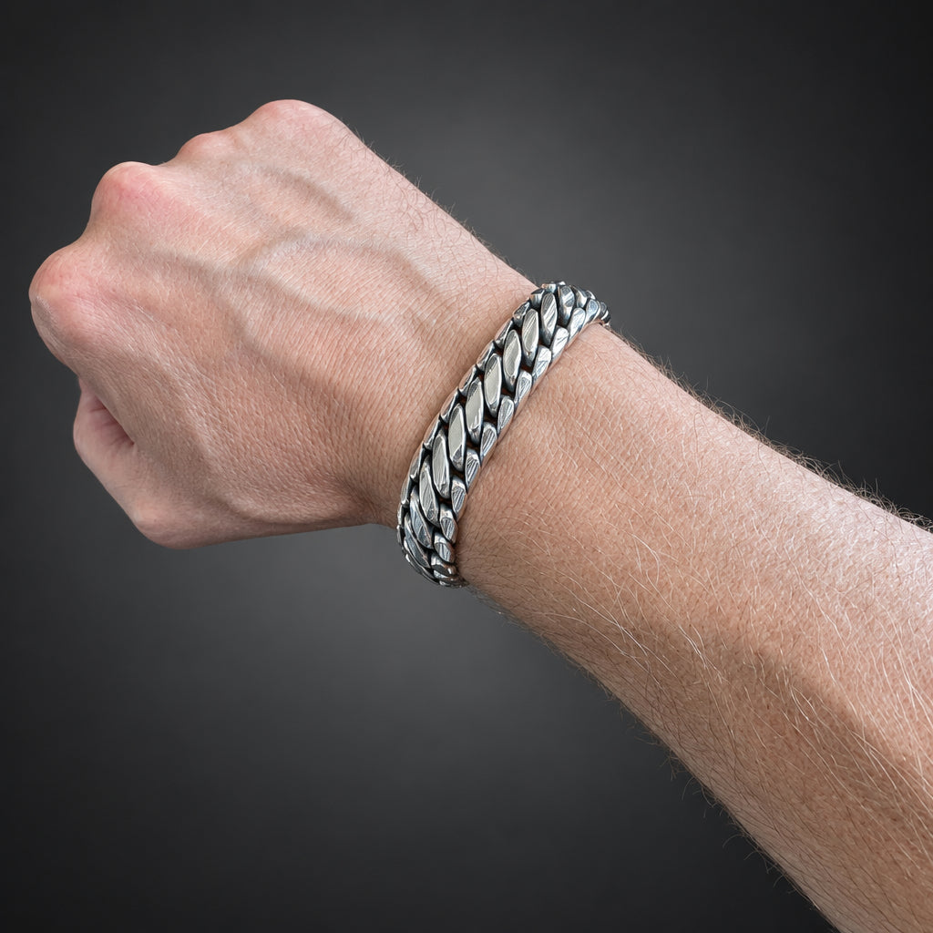14mm 999 Silver Woven Snake Bracelet, Handcrafted in Bali