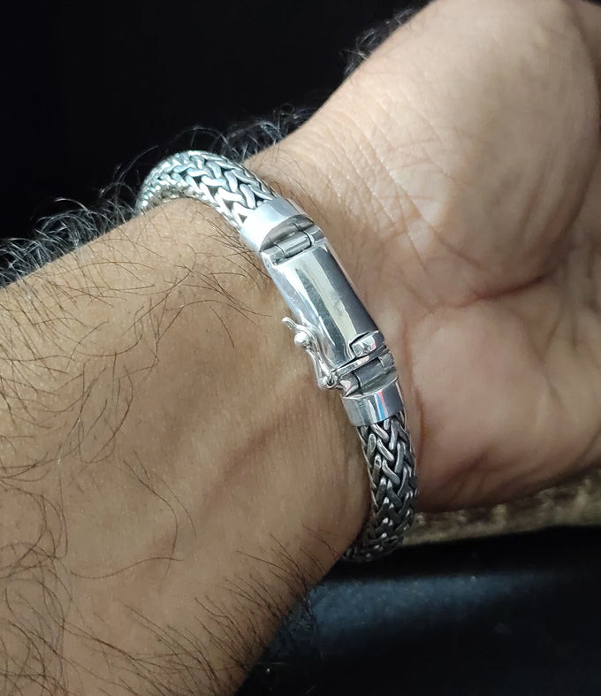 Handmade 999 Silver Foxtail Bracelet - 10mm Wheat Chain