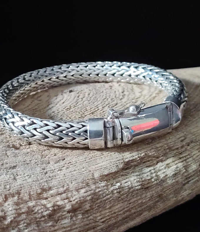 Handmade 999 Silver Foxtail Bracelet - 10mm Wheat Chain
