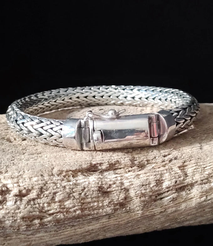 Handmade 999 Silver Foxtail Bracelet - 10mm Wheat Chain