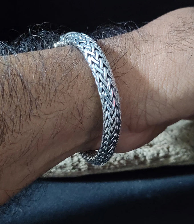 Handmade 999 Silver Foxtail Bracelet - 10mm Wheat Chain