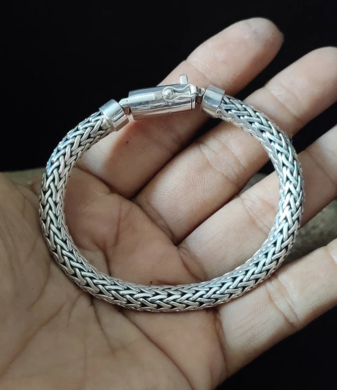 Handmade 999 Silver Foxtail Bracelet - 10mm Wheat Chain