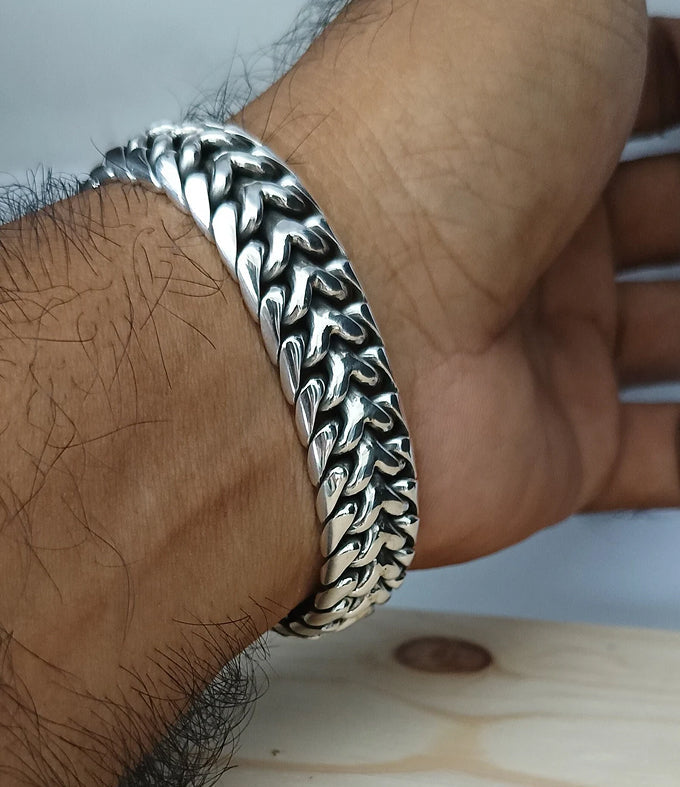 Heavy 999 Silver Bracelet, 14mm Men's Personalized Name Bracelet