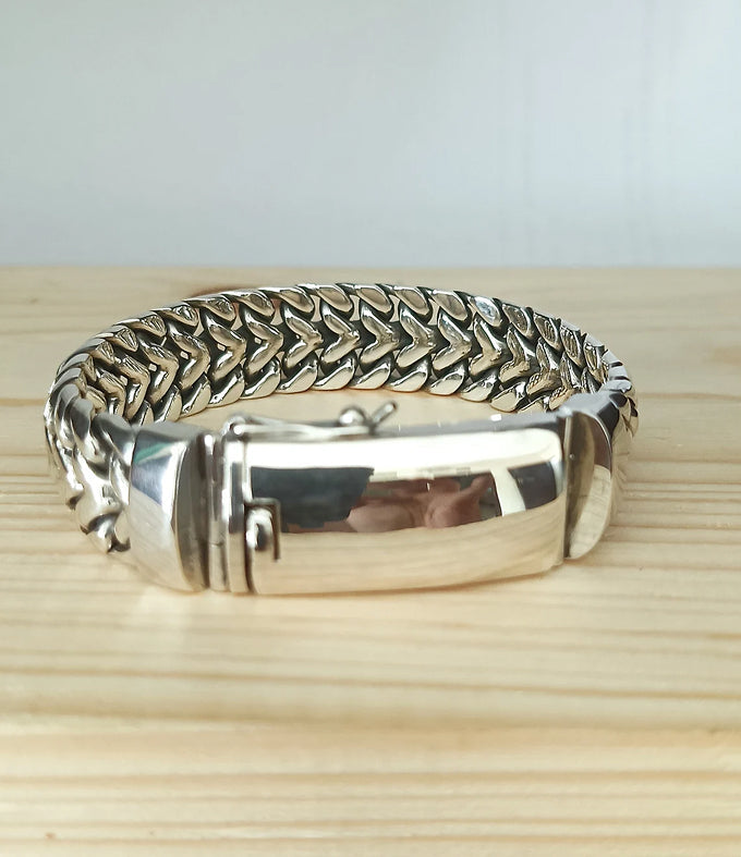 Heavy 999 Silver Bracelet, 14mm Men's Personalized Name Bracelet