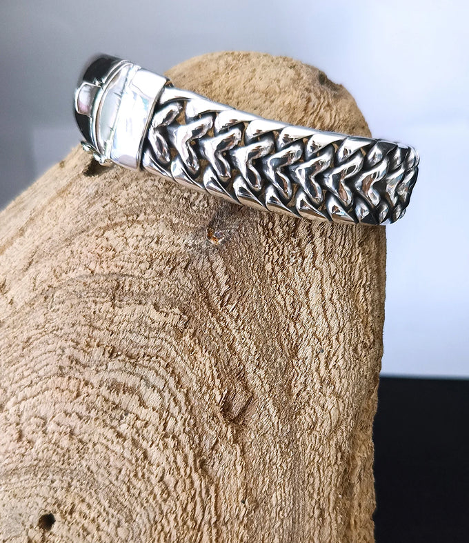 Heavy 999 Silver Bracelet, 14mm Men's Personalized Name Bracelet