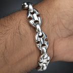 Men’s 999 Pure Silver Anchor Chain Bracelet, 14mm Heavyweight