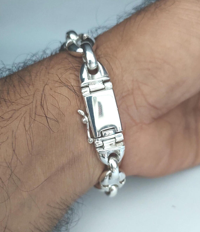 999 Pure Silver Anchor Bracelet, Heavy Gothic Chain for Men