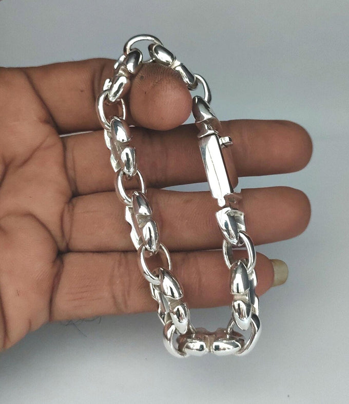 999 Pure Silver Anchor Bracelet, Heavy Gothic Chain for Men