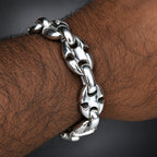 Men’s 999 Pure Silver Anchor Chain Bracelet, 14mm Heavyweight