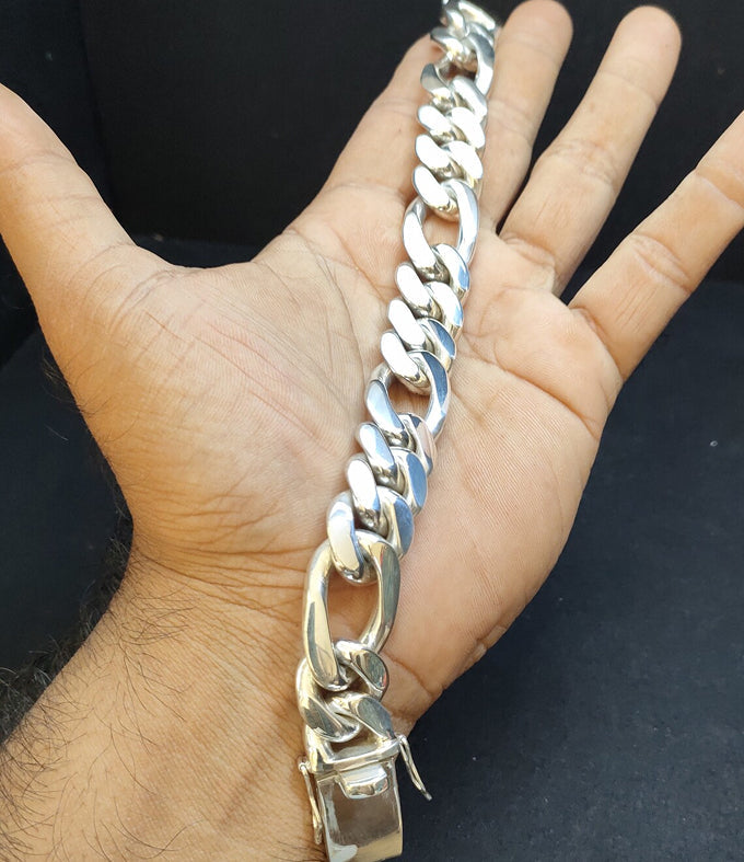 Figaro silver Chain, Men's silver bracelet, Custom engraving. Gifts for men.