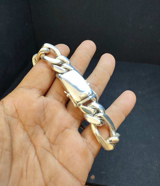 Figaro silver Chain, Men's silver bracelet, Custom engraving. Gifts for men.