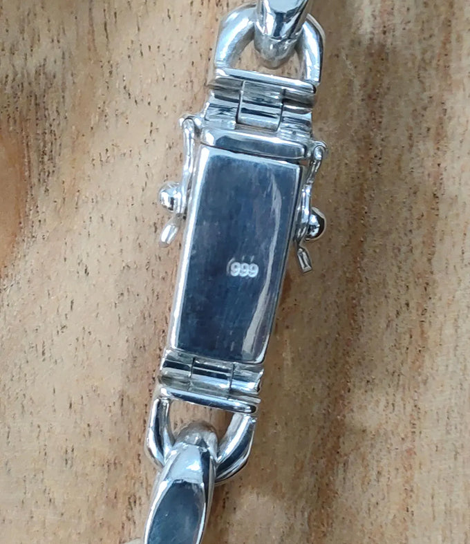 Handmade 999 Silver Anchor Bracelet: Heavy Link Chain