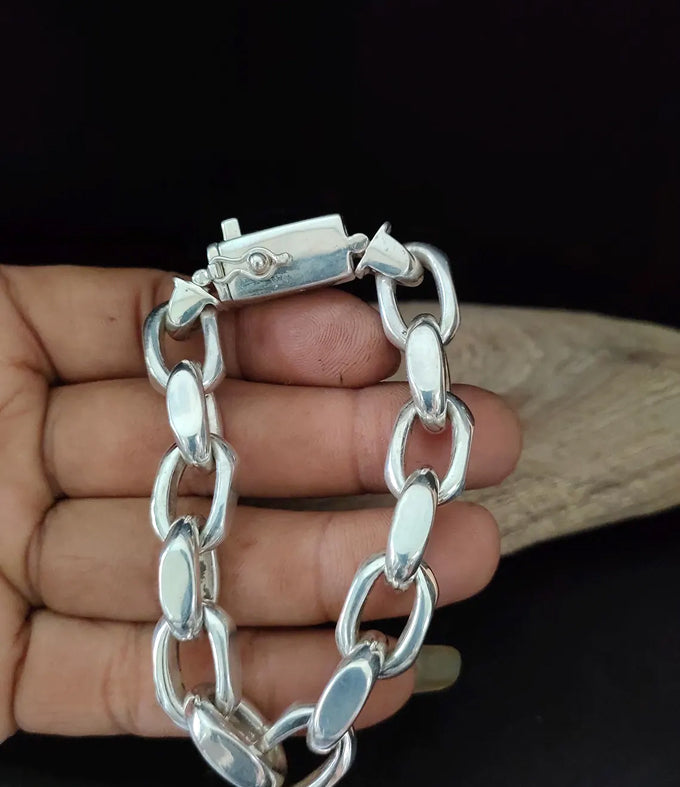 Handmade 999 Silver Anchor Bracelet: Heavy Link Chain