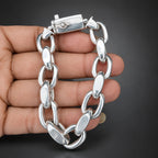 Men’s 14mm 999 Pure Silver Anchor Link Bracelet, Heavyweight
