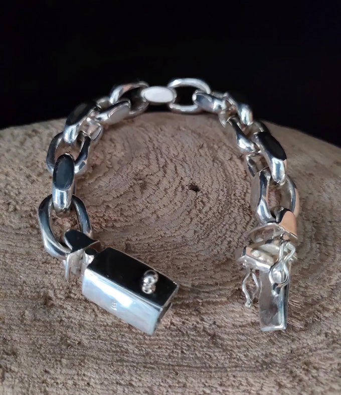 Handmade 999 Silver Anchor Bracelet: Heavy Link Chain