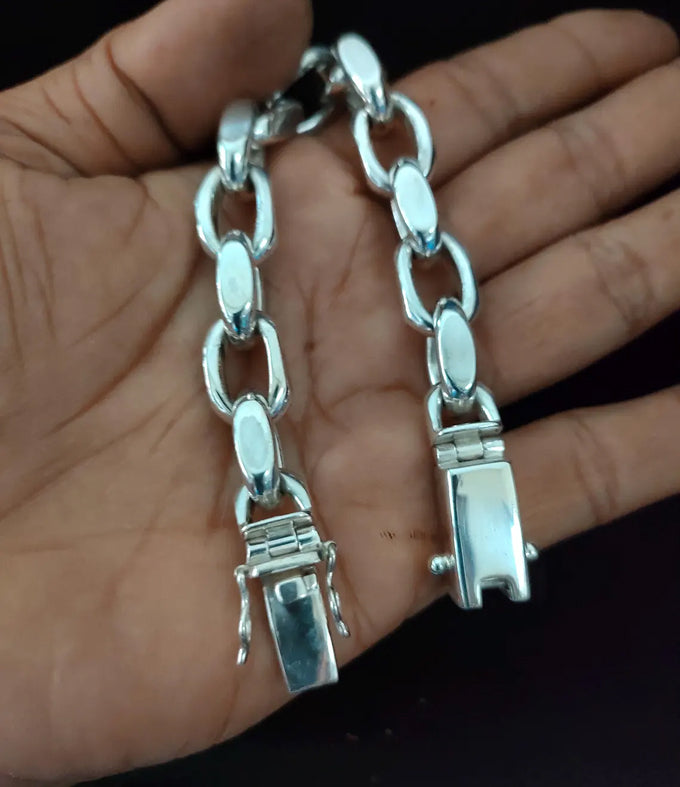 Handmade 999 Silver Anchor Bracelet: Heavy Link Chain