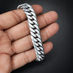 Mens 999 Fine Silver Curb Chain Bracelet: Handmade Balinese Jewelry