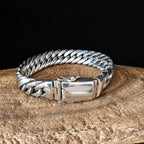 Mens 999 Fine Silver Curb Chain Bracelet: Handmade Balinese Jewelry