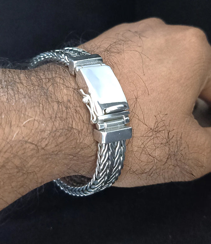 Heavy 999 Pure Silver Bracelet , 16mm Foxtail Chain, Custom Engraving
