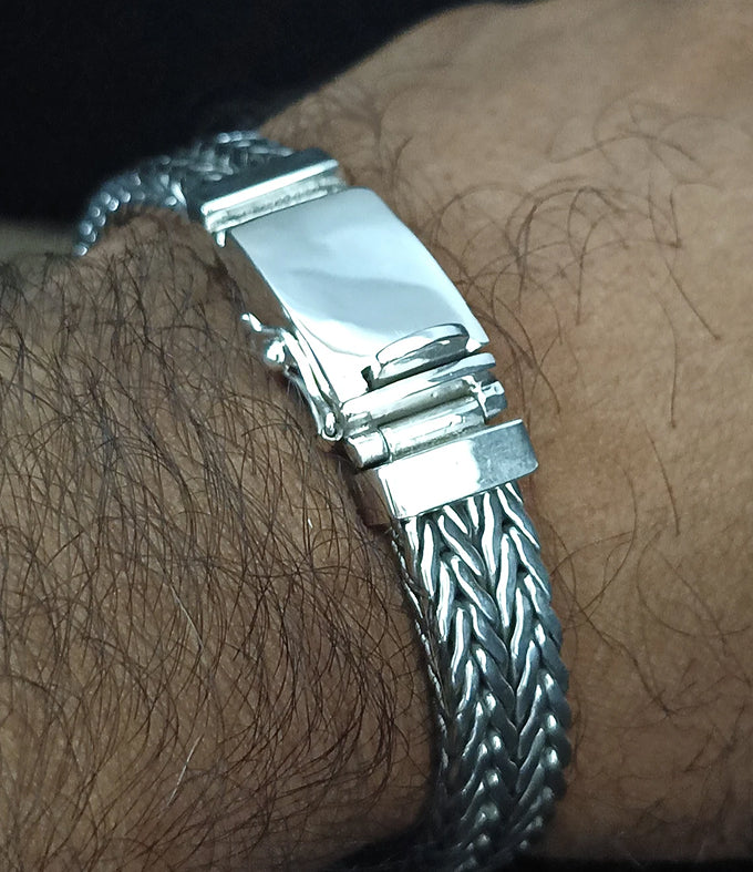 Heavy 999 Pure Silver Bracelet , 16mm Foxtail Chain, Custom Engraving