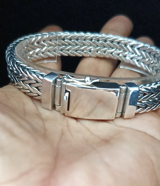 Heavy 999 Pure Silver Bracelet , 16mm Foxtail Chain, Custom Engraving